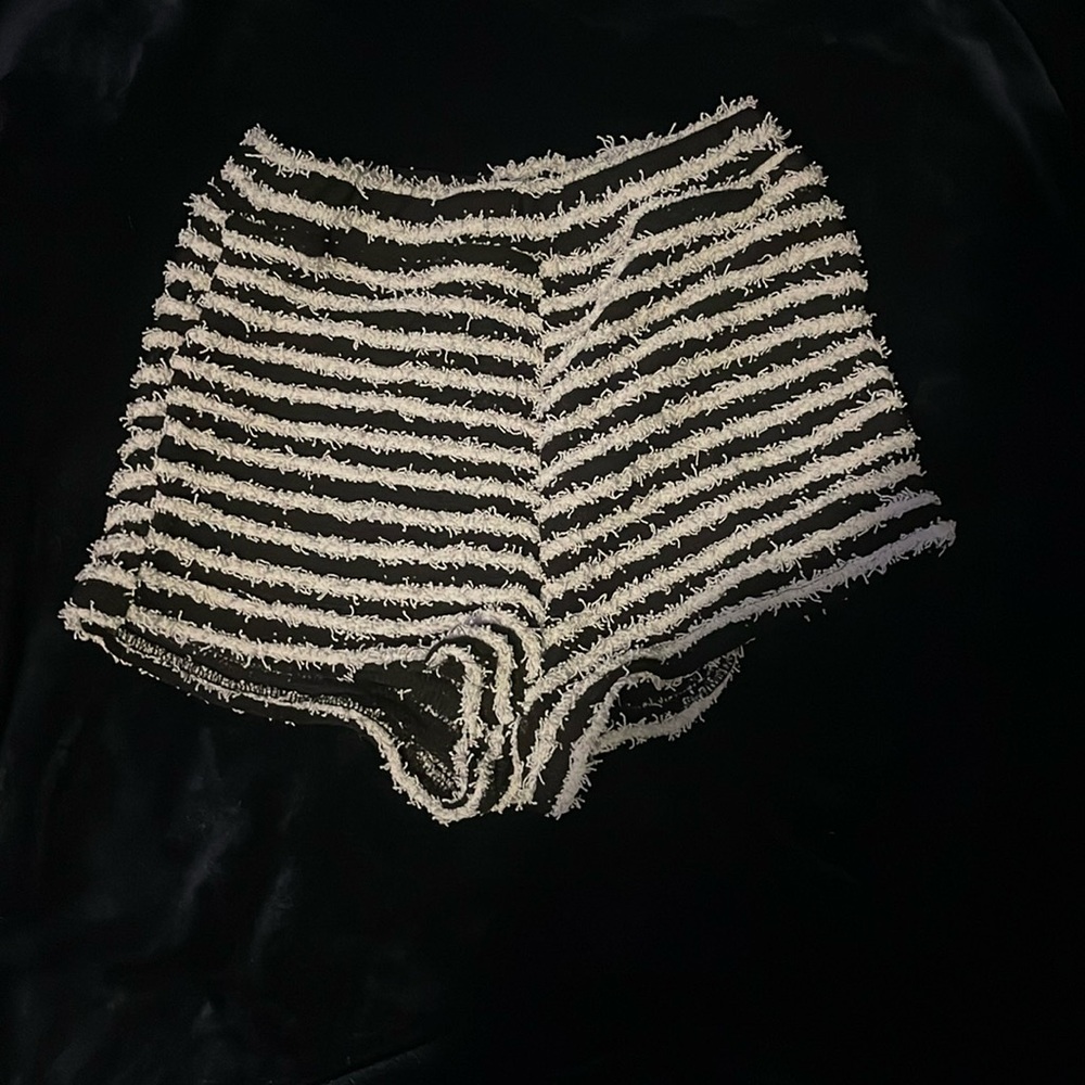 black and white stripped shorts